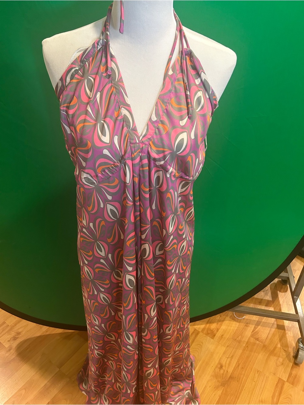 Macbeth Collection by Margaret Josephs Pink Purple Halter Maxi Dress